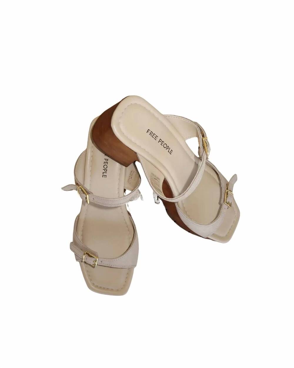NEW FREE PEOPLE women's beck buckle clog in sunstone sand suede - Picture 4 of 4